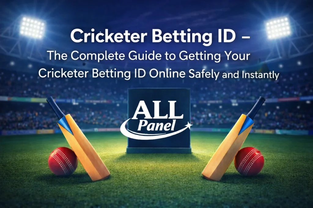 Cricketer betting ID online banner with ALL Panel logo for secure live cricket betting and IPL betting
