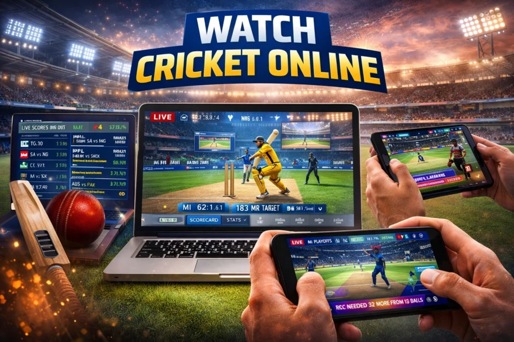 Fan watching cricket online live match on mobile device