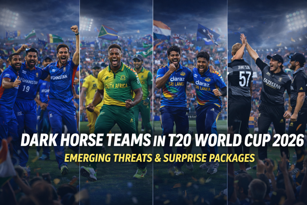 Explore the dark horse teams in T20 World Cup 2026, emerging threats, surprise contenders, and breakout players who can shock top ICC T20 teams.