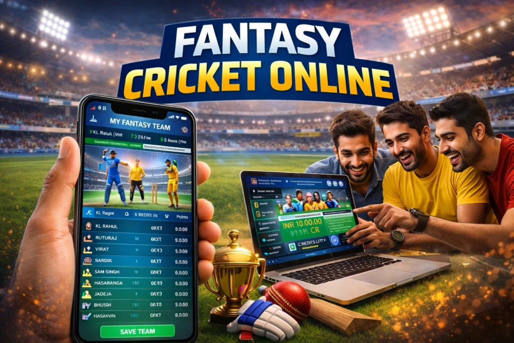 User creating fantasy cricket online team on mobile app