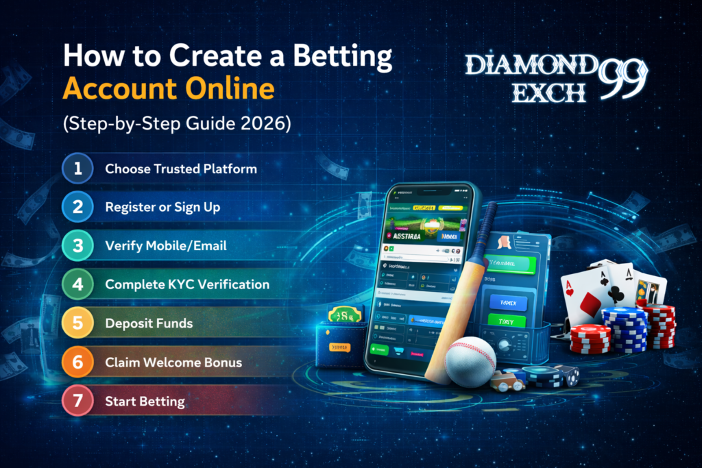 Step-by-step guide showing how to create a betting account online in 2026 including registration, KYC and deposit process