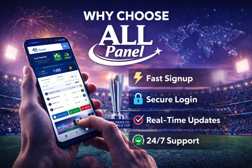 Why Choose ALL Panel T20 World Cup Cricket ID Promotional Banner