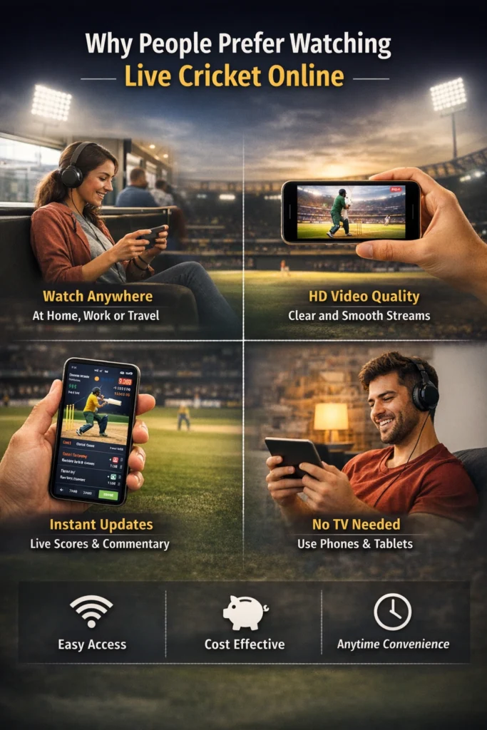 Why people prefer watching live cricket online – HD streaming, instant score updates and mobile viewing