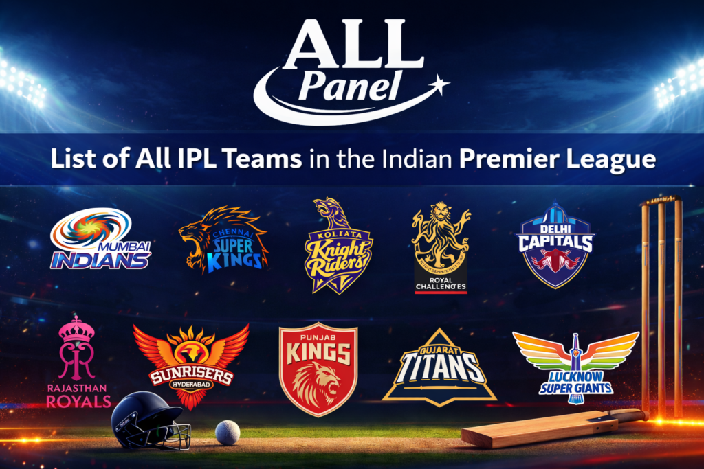 ALL Panel logo with IPL teams banner representing cricket exchange and online betting platform