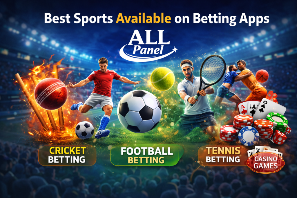 Best sports available on betting apps including cricket betting, football betting, tennis betting and casino games