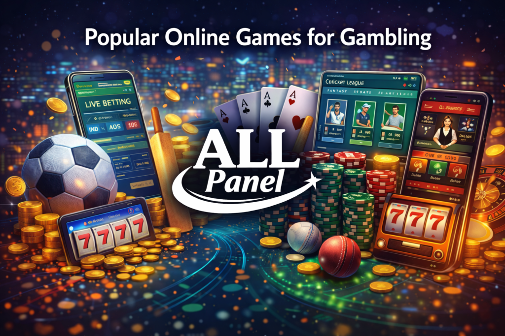 Popular online games for gambling with ALL Panel betting platform including casino games and sports betting