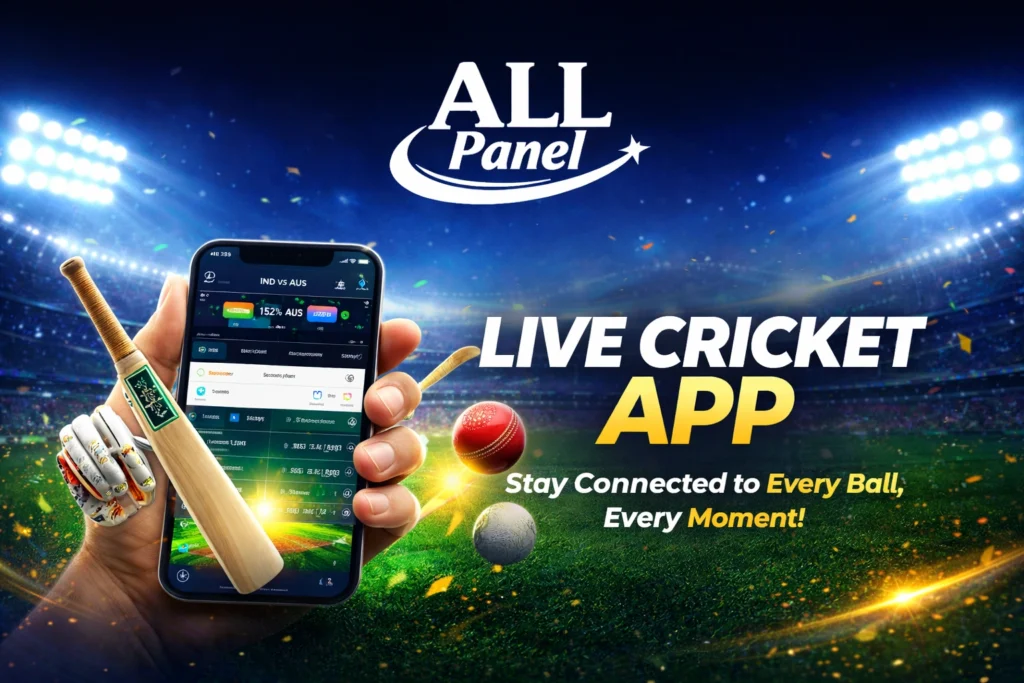 ALL Panel Live Cricket App showing live cricket scores and match updates on mobile