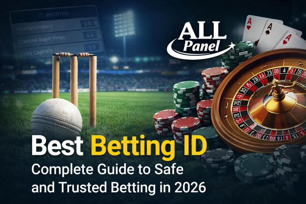 Best Betting ID guide with ALL Panel logo showing cricket betting and online casino platform features in 2026